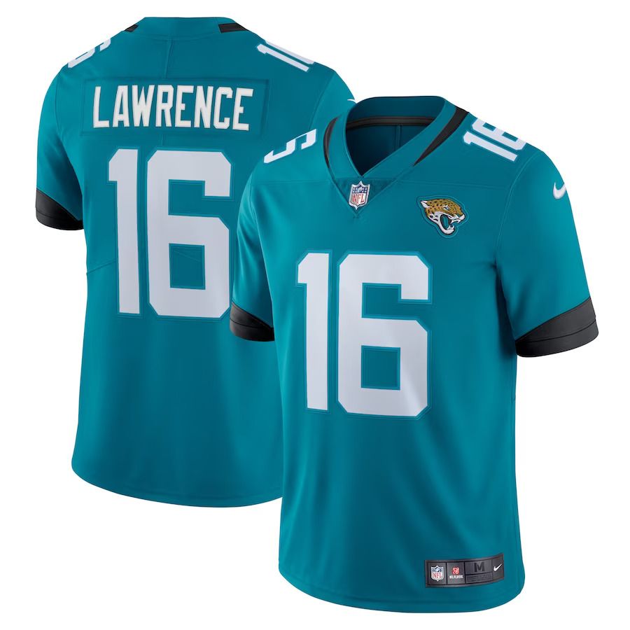 Men Jacksonville Jaguars 16 Trevor Lawrence Nike Teal Vapor Limited NFL Jersey